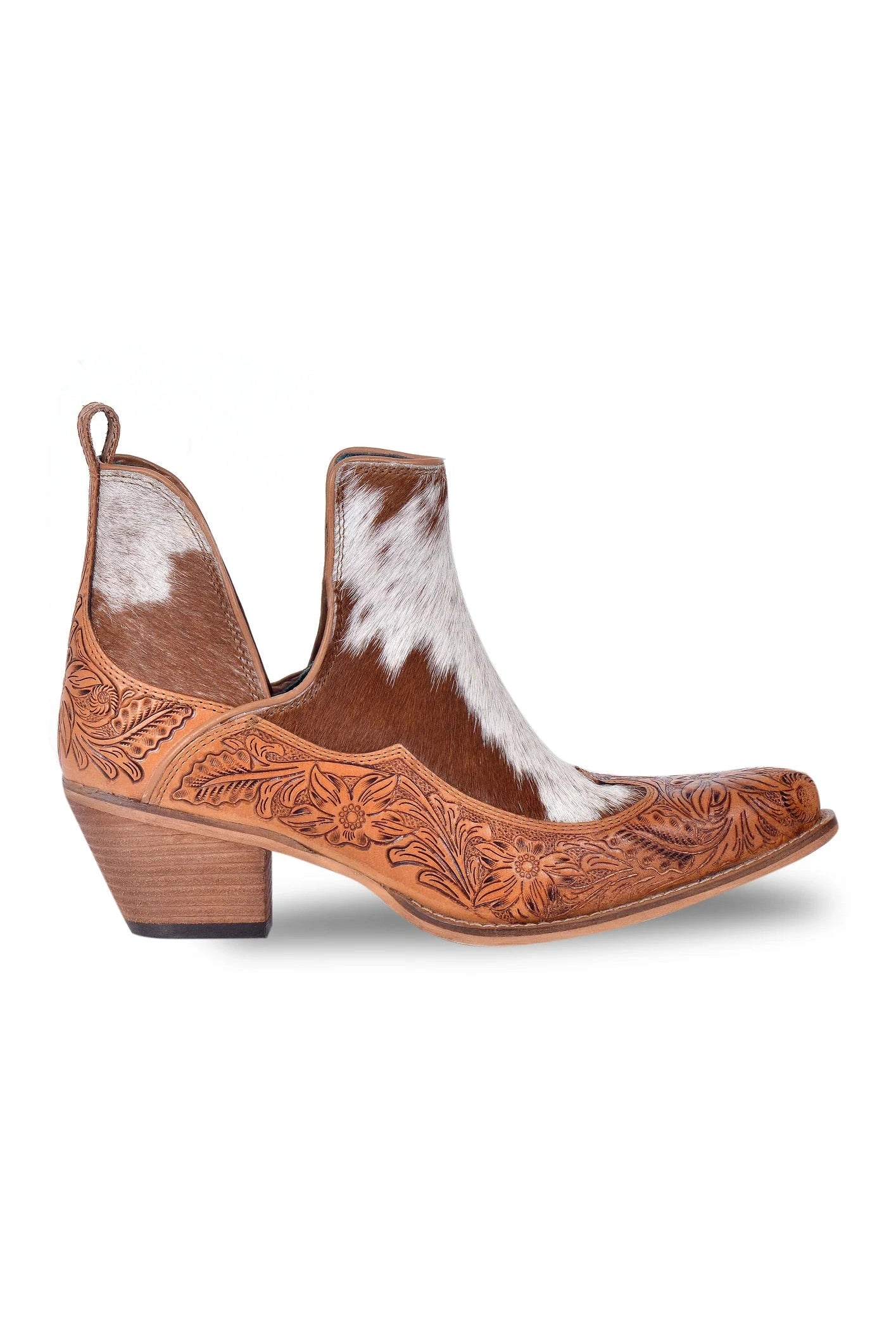 Frisco Hacienda Hair-On Hide & Hand-Tooled Boots