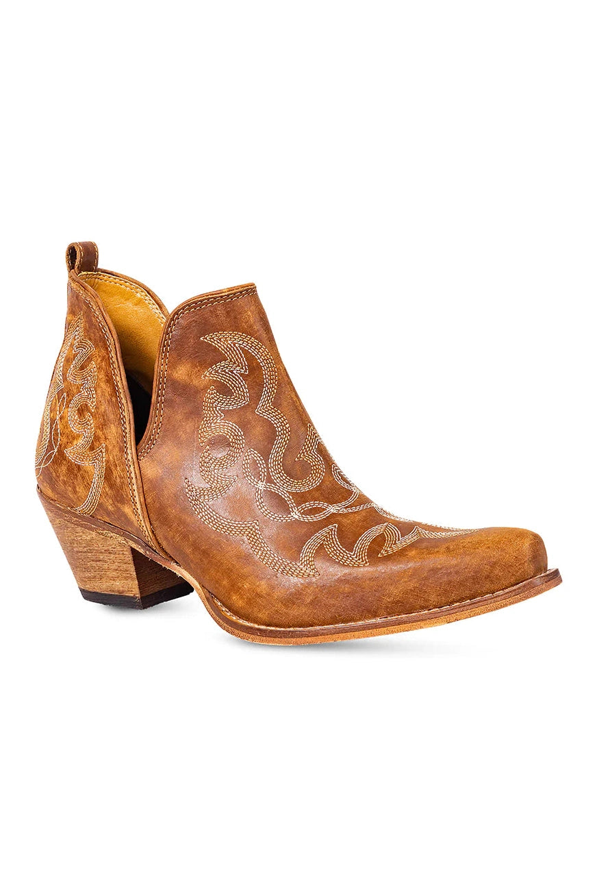 Maisie Stitched Leather Boots | Rich Honey