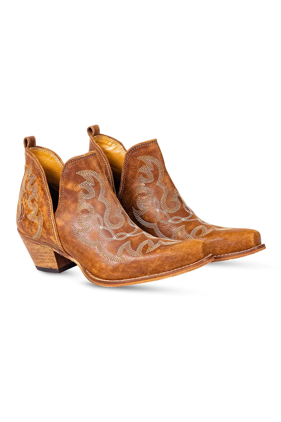 Maisie Stitched Leather Boots | Rich Honey