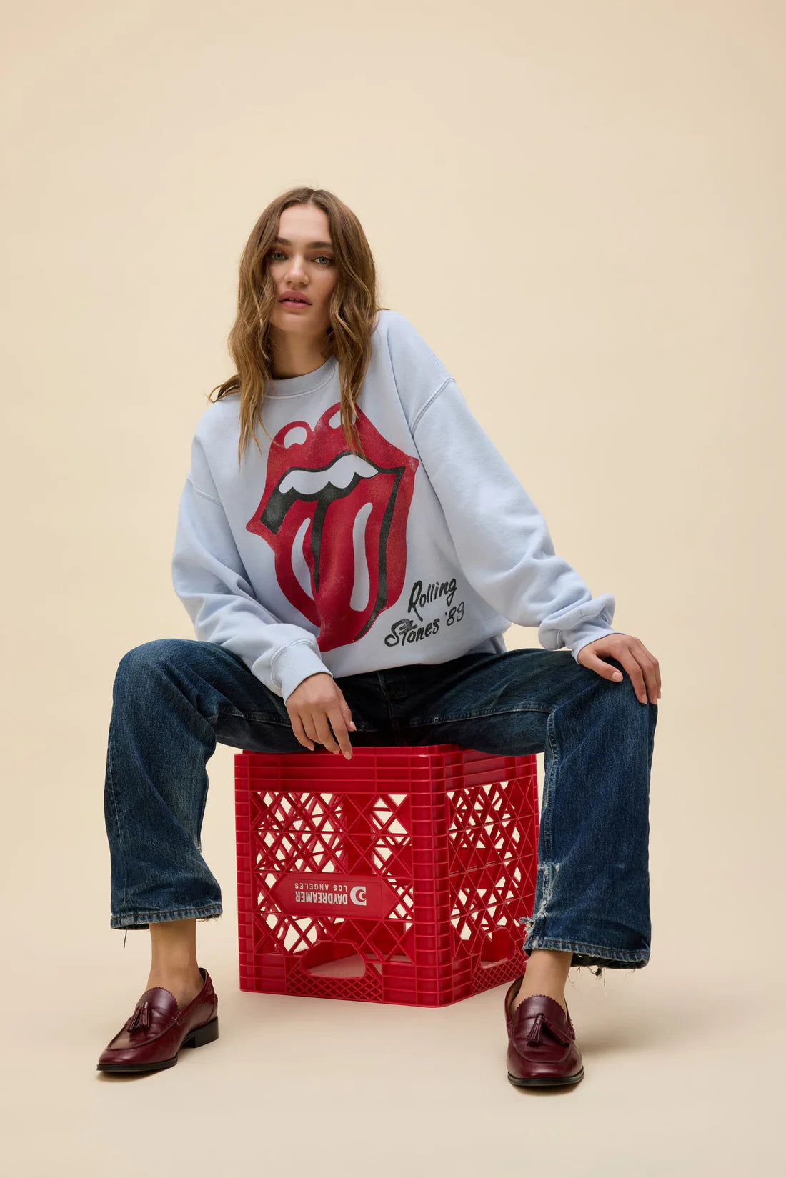Rolling Stones Big Tongue '89 Oversized Crew Sweatshirt
