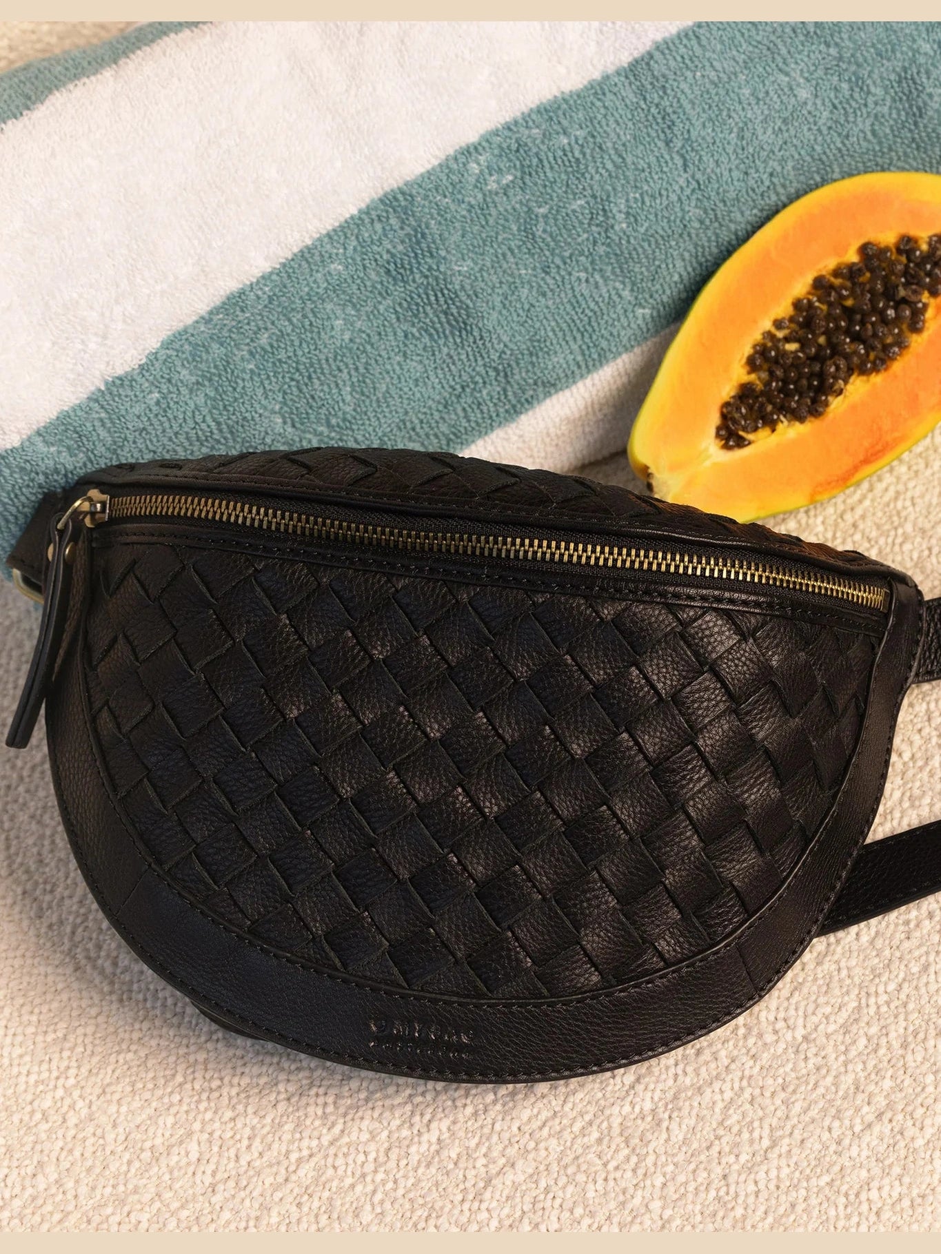Ray Bum Bag | Black / Woven Soft Grain Leather