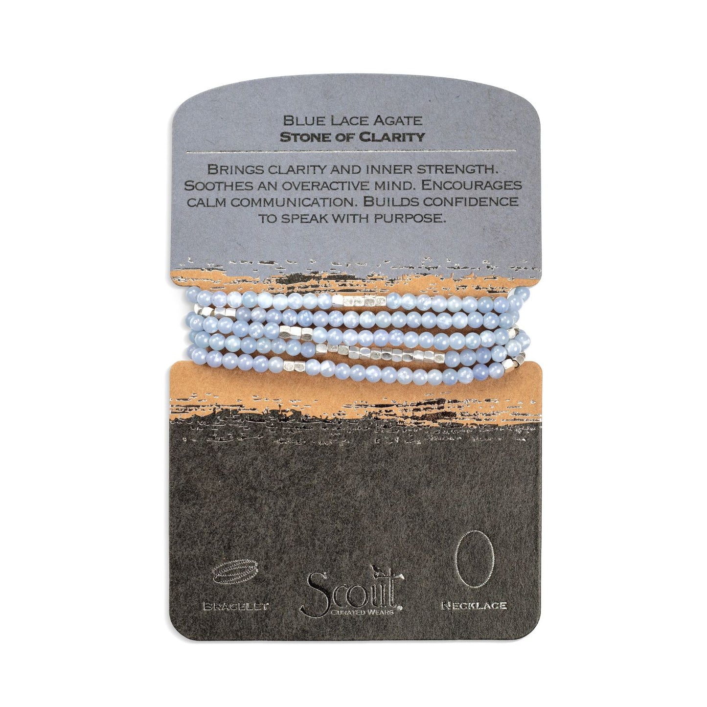 Stone Wrap Bracelet/Necklace | Blue Lace Agate