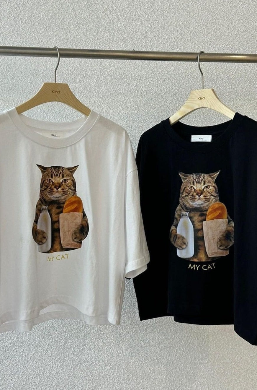Baguette Cat Cropped Tee
