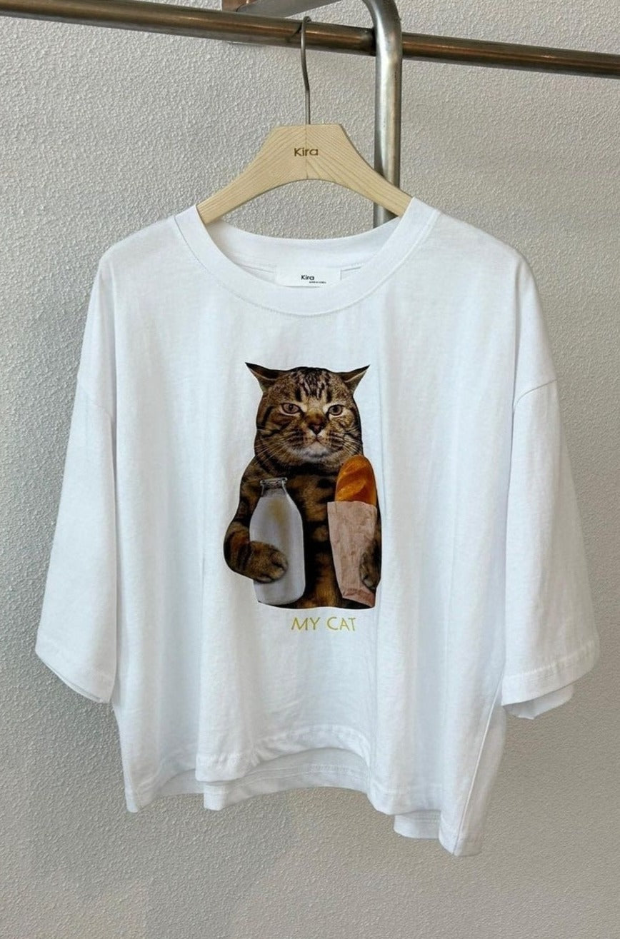 Baguette Cat Cropped Tee