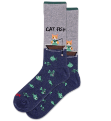 HOTSOX Men's Cat Fish Crew Sock