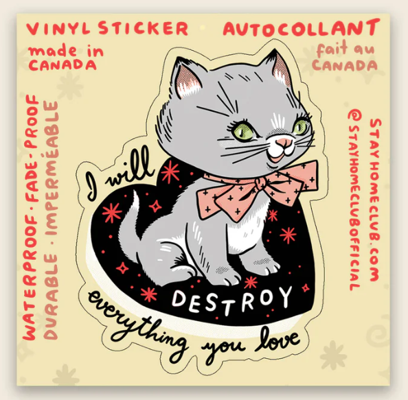 Destroy Kitten Sticker | Waterproof Vinyl Sticker