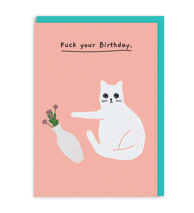 Swearing Cat Birthday Card