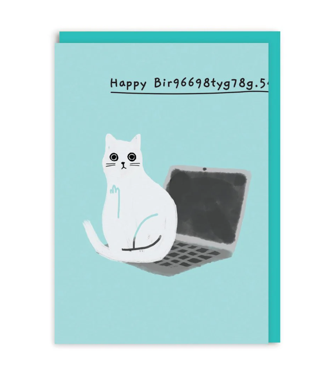 Laptop Cat Birthday Card