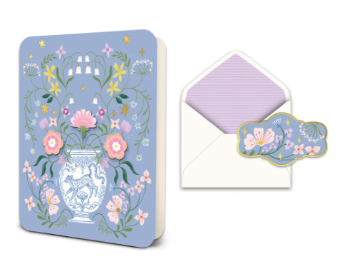 Vase Of Blooms Deluxe Greeting Card