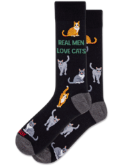 HOTSOX Men's Real Men Love Cats Crew Sock