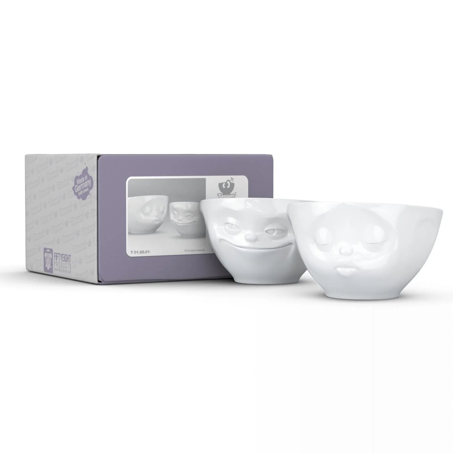 Medium Bowl Set No. 1 | Grinning & Kissing Face (set of two)