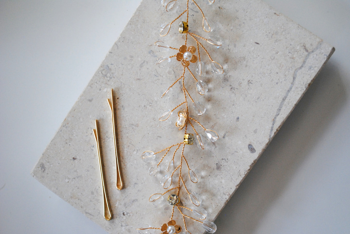 Dainty Eight Flowers with Pearl Branches- Head Piece