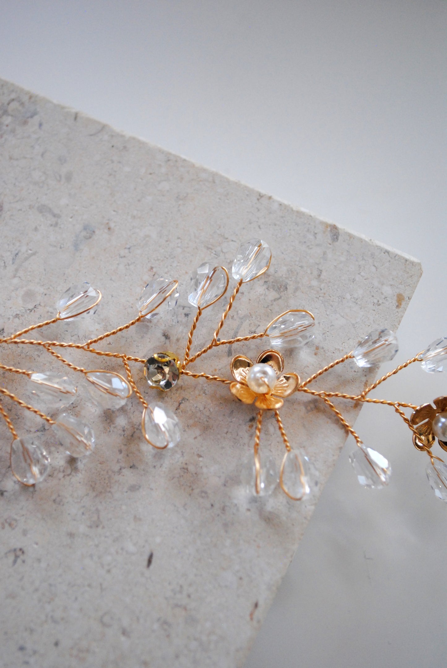 Dainty Eight Flowers with Pearl Branches- Head Piece
