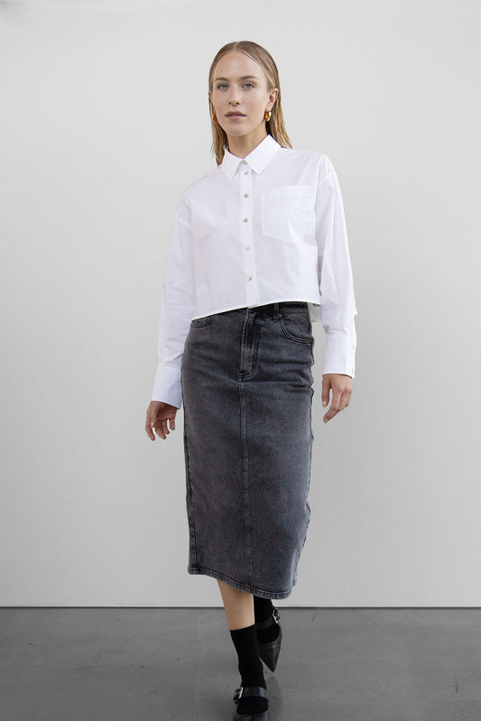 Gray Denim Pencil Skirt