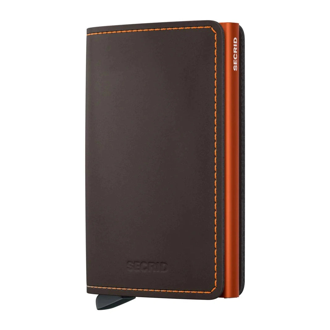 Slimwallet | Matte Truffle & Orange