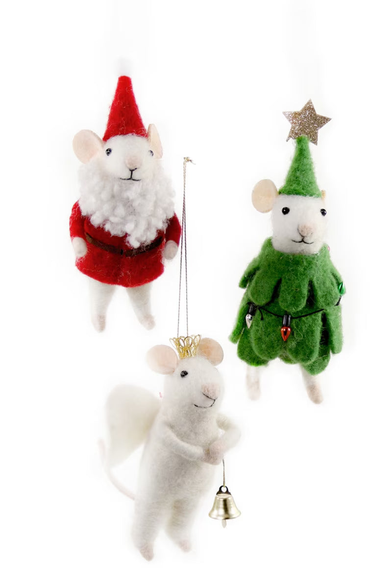 Wool Merry Xmas Mr Mouse Assorted Ornament