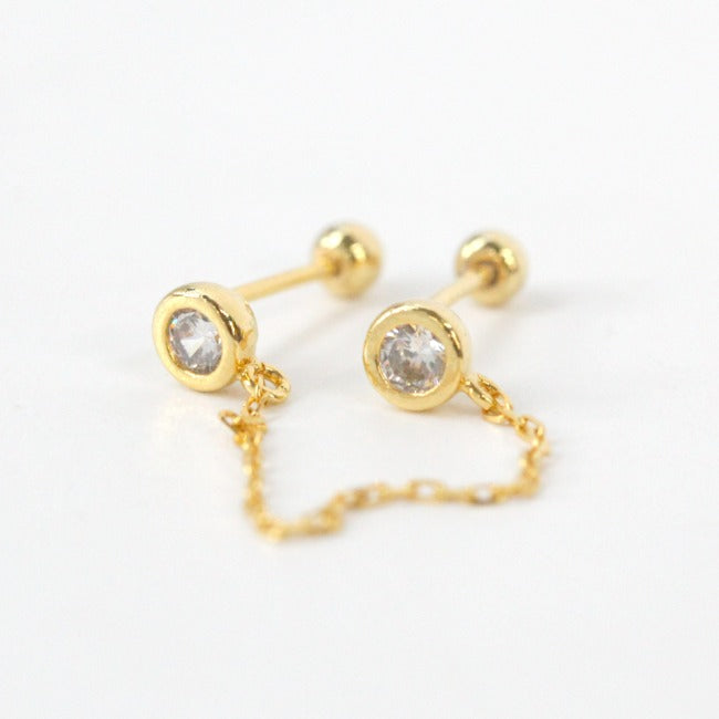 Tiny Chain Screw Back Earrings