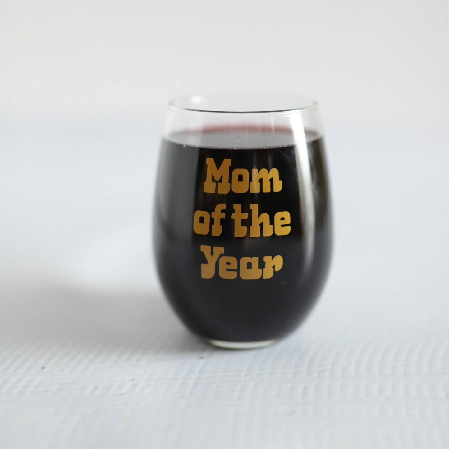 Mom Of the Year Printed Stemless Wine Glass