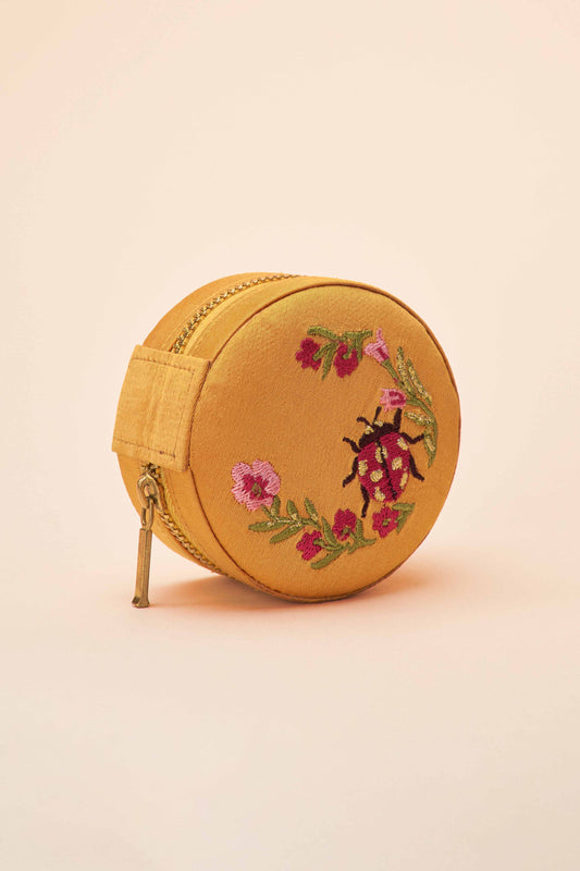 Mini Round Jewellery Box | Ladybird in Mustard