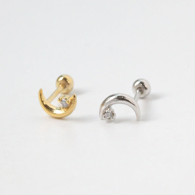 Tiny Moon Beam Screw Back Earring