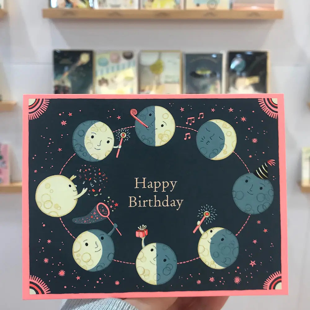 Moon Phases Birthday Greeting Card