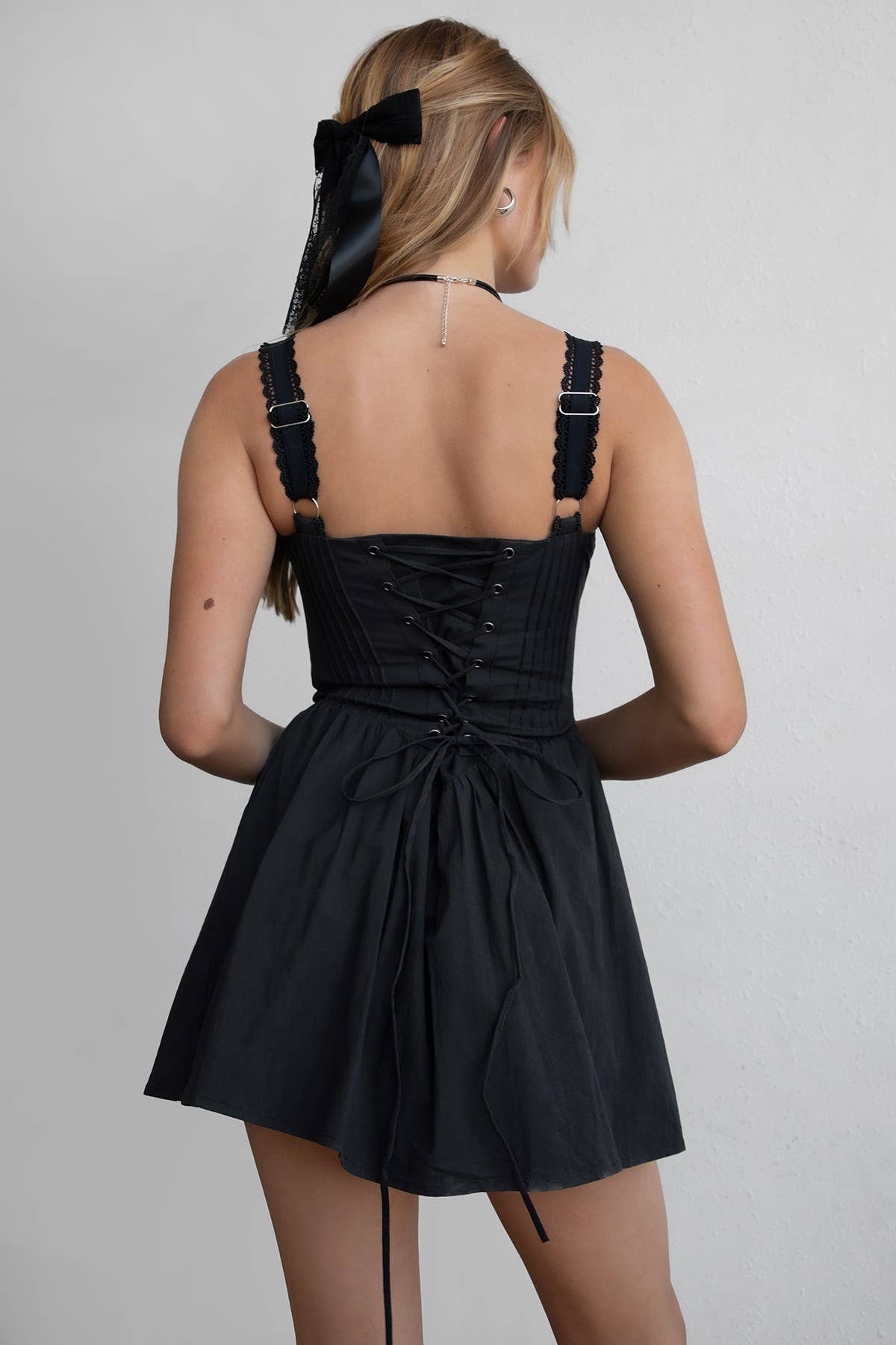 DARCY Body Cinching Stretch Poplin A Line Dainty Mini Dress