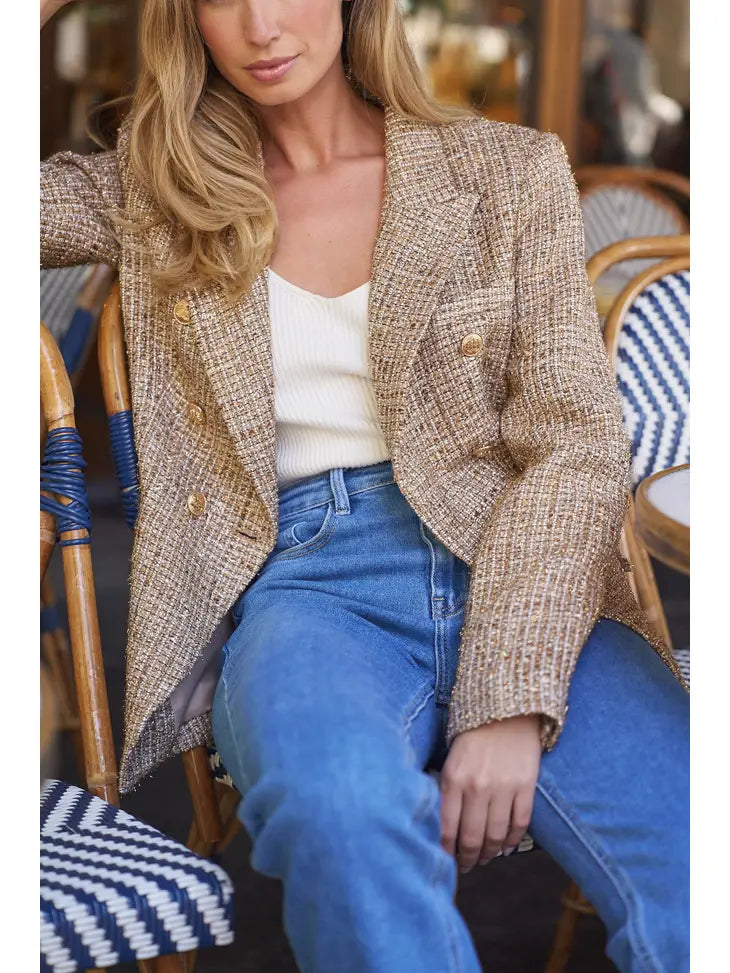 Tweed Double-Breasted Blazer Jacket