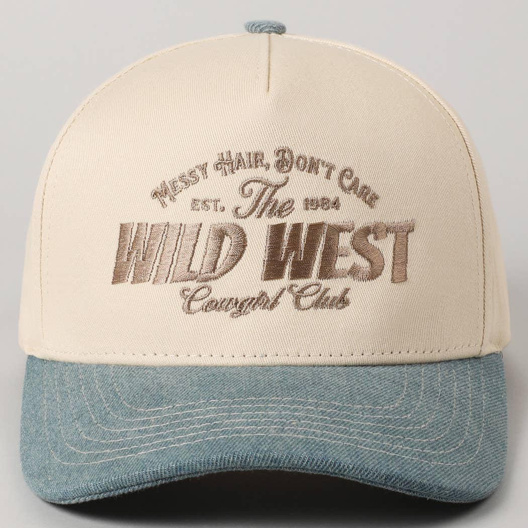 Messy Hair Wild West Cowgirl Club Embroidery Hat