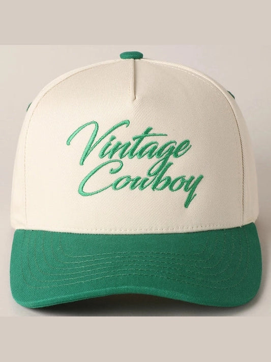 Vintage Cowboy Embroidery Two Tone Baseball Cap