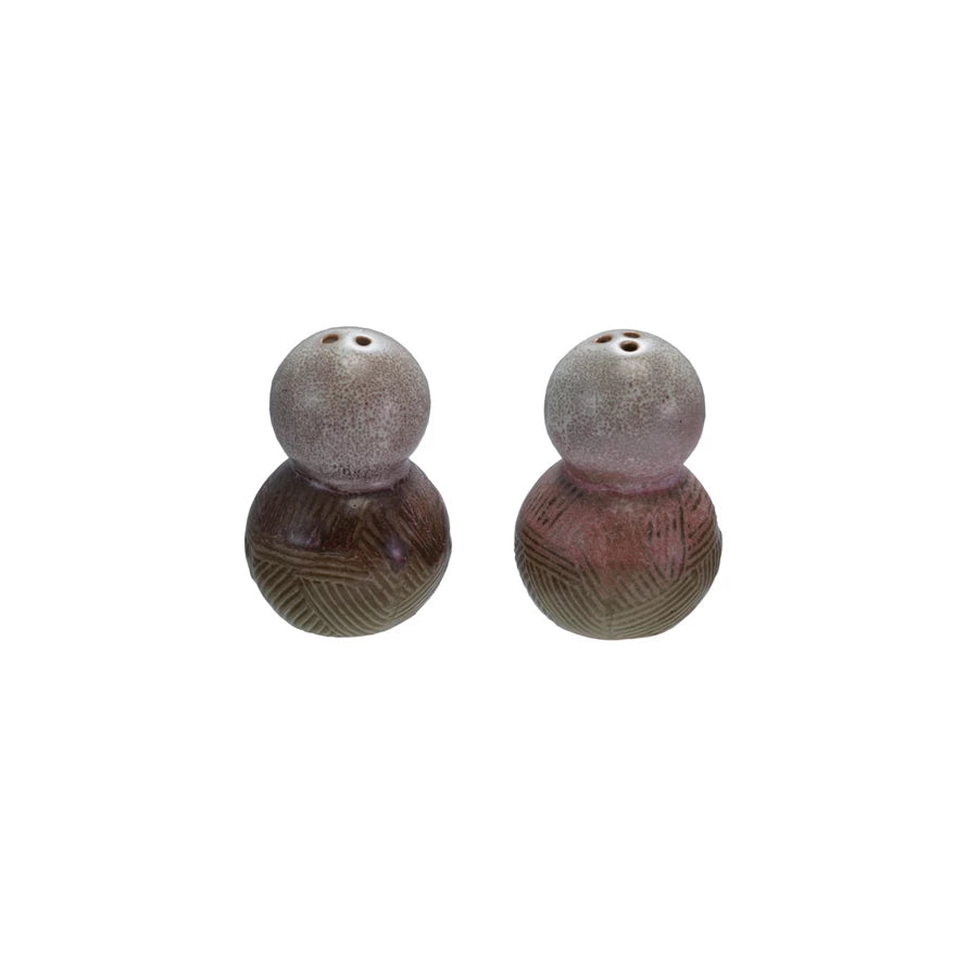 Stacked Round Stoneware Salt & Pepper Shakers