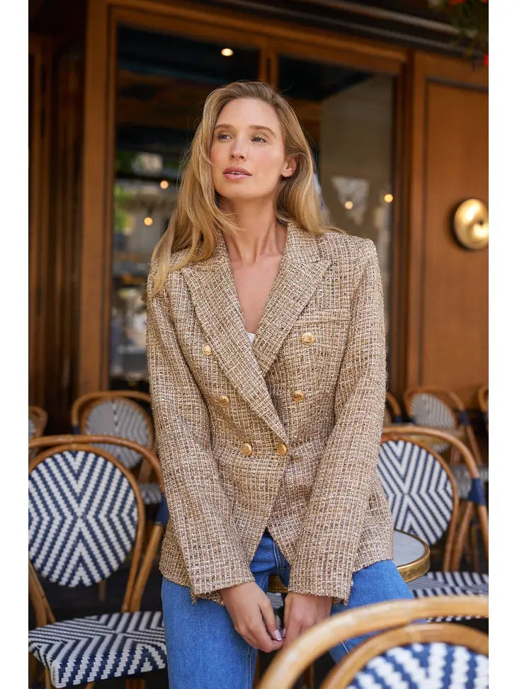 Tweed Double-Breasted Blazer Jacket