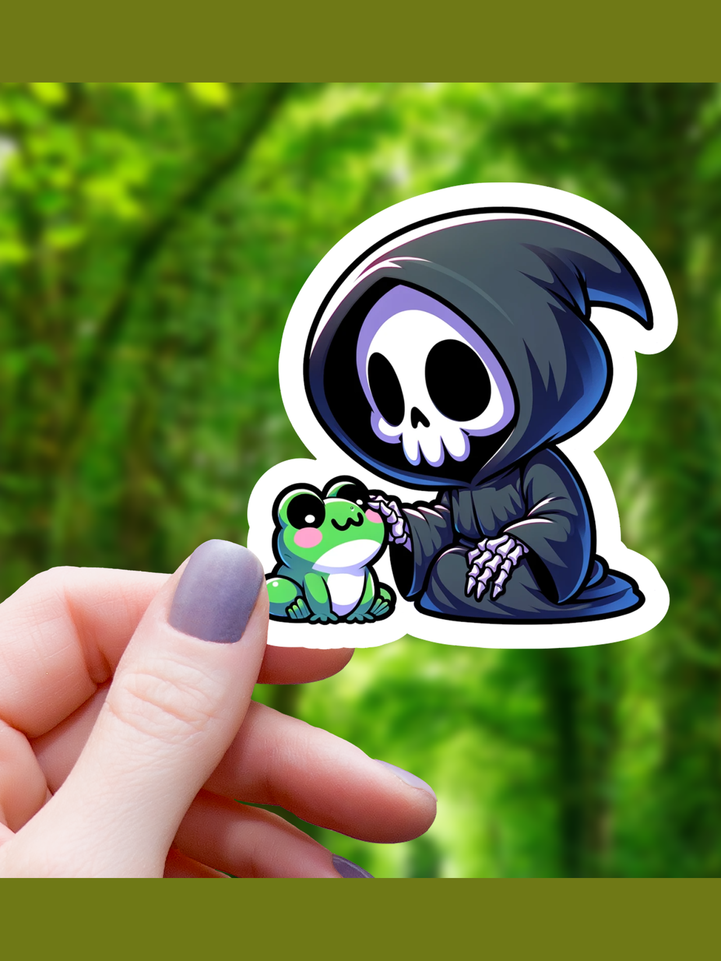 Grim Reaper Petting Frog Sticker