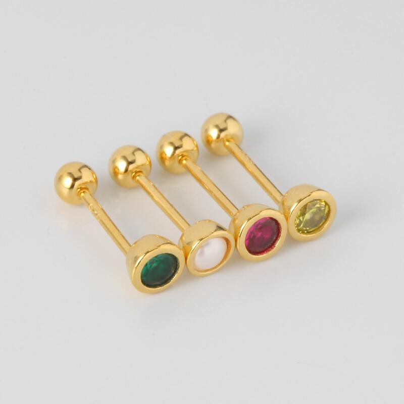 Tiny Birthstone Screw Back Earring