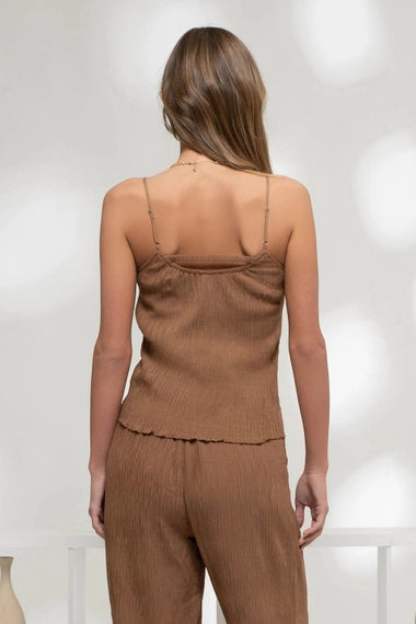 Plisse Lettuce Hem Cami Top