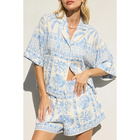 Seascape Relaxed Shirt and Shorts Set