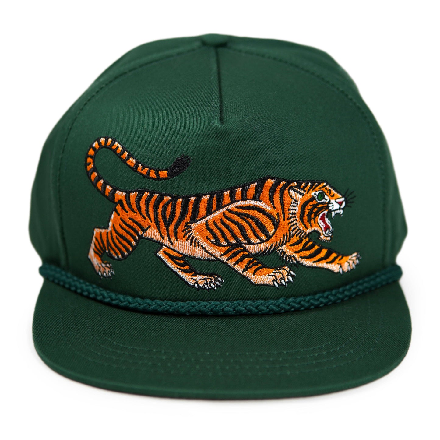 Unisex Tattoo-Style Tiger Cap in Spruce Green