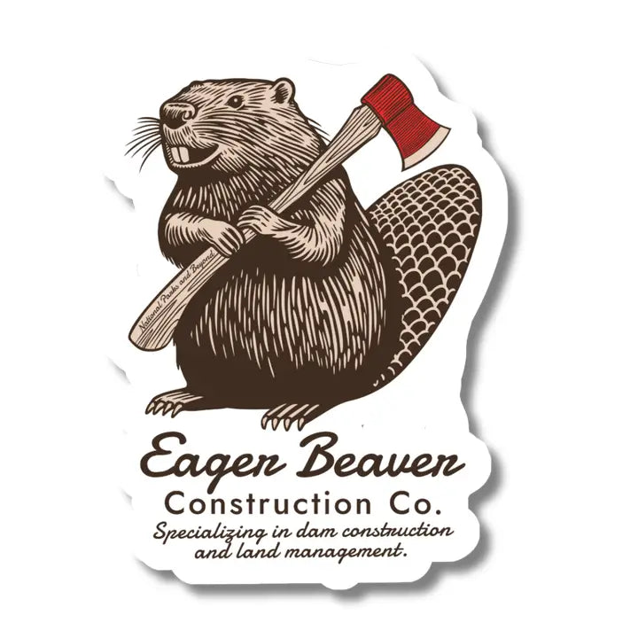 Eager Beaver Construction Company Vinyl Sticker - Small