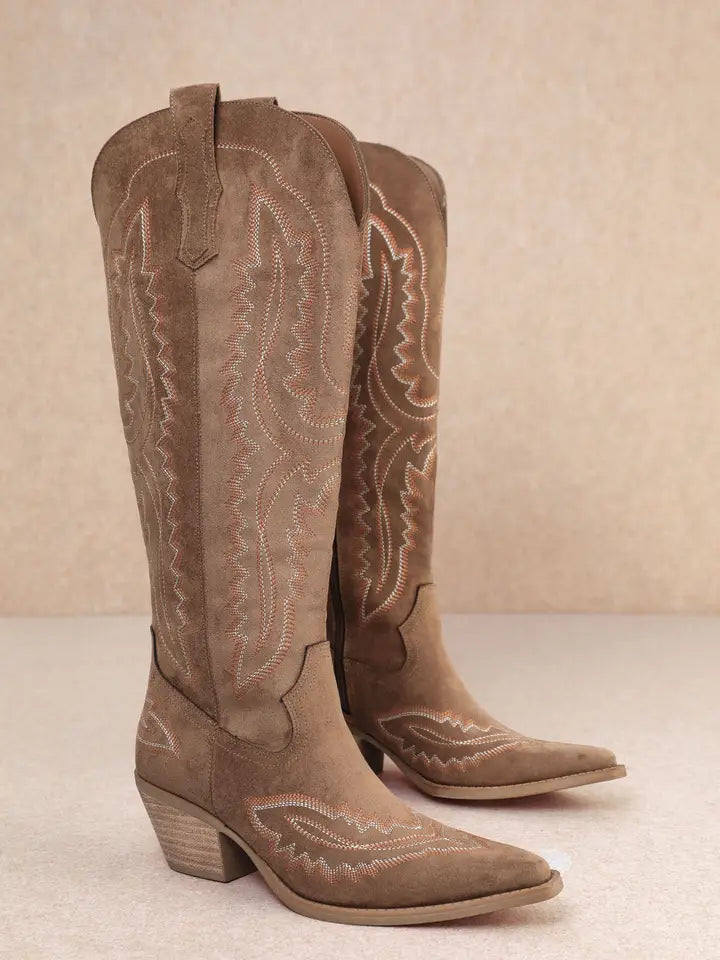 TESS Cowboy Boots | Taupe