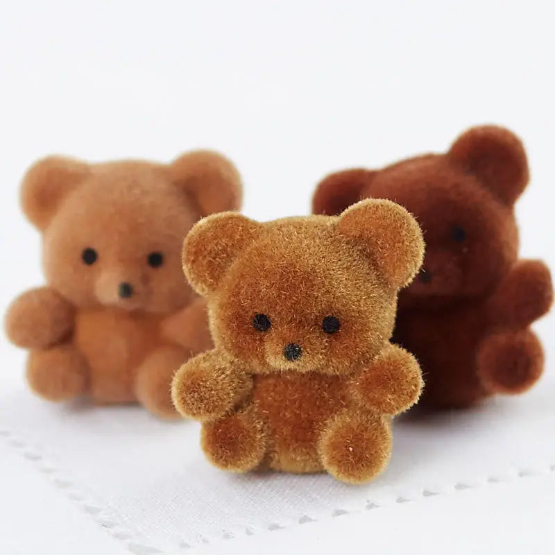 Miniature Brown Flocked Teddy Bears