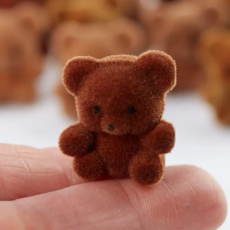 Miniature Brown Flocked Teddy Bears