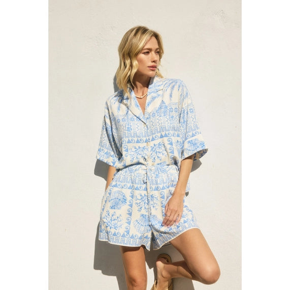 Seascape Relaxed Shirt and Shorts Set