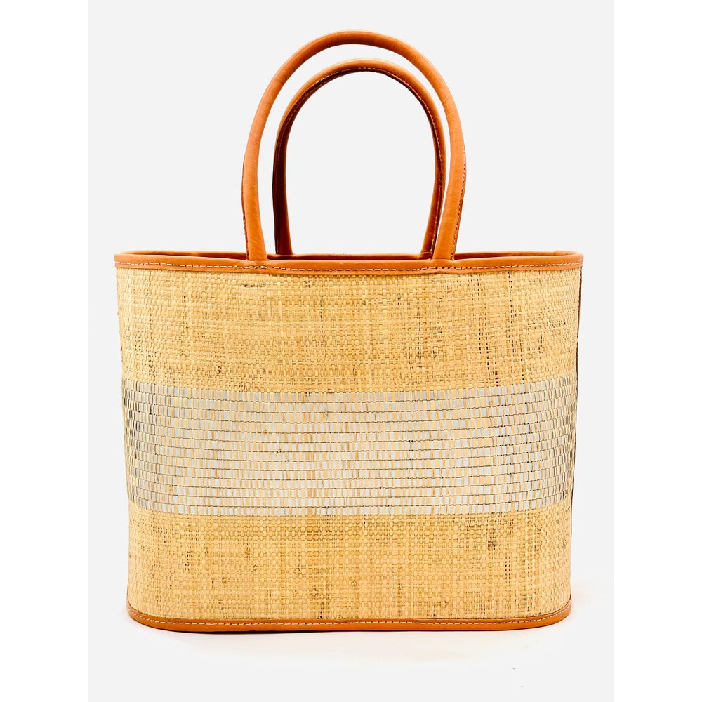 Wynwood Straw Basket Bag Handbag with Metallic Detailing