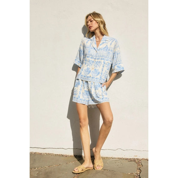 Seascape Relaxed Shirt and Shorts Set