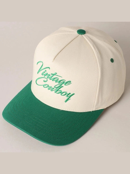 Vintage Cowboy Embroidery Two Tone Baseball Cap