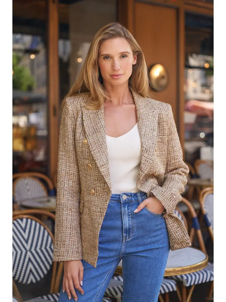 Tweed Double-Breasted Blazer Jacket