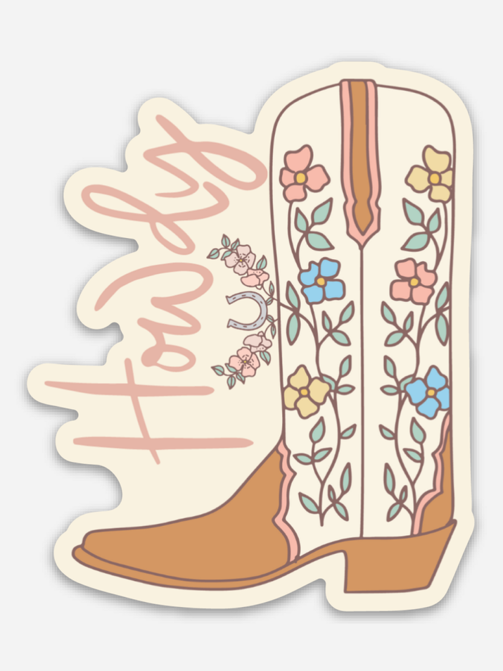 Howdy Boot Cowgirl Sticker