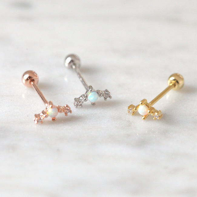 Tiny Retrograde Screw Back Earring