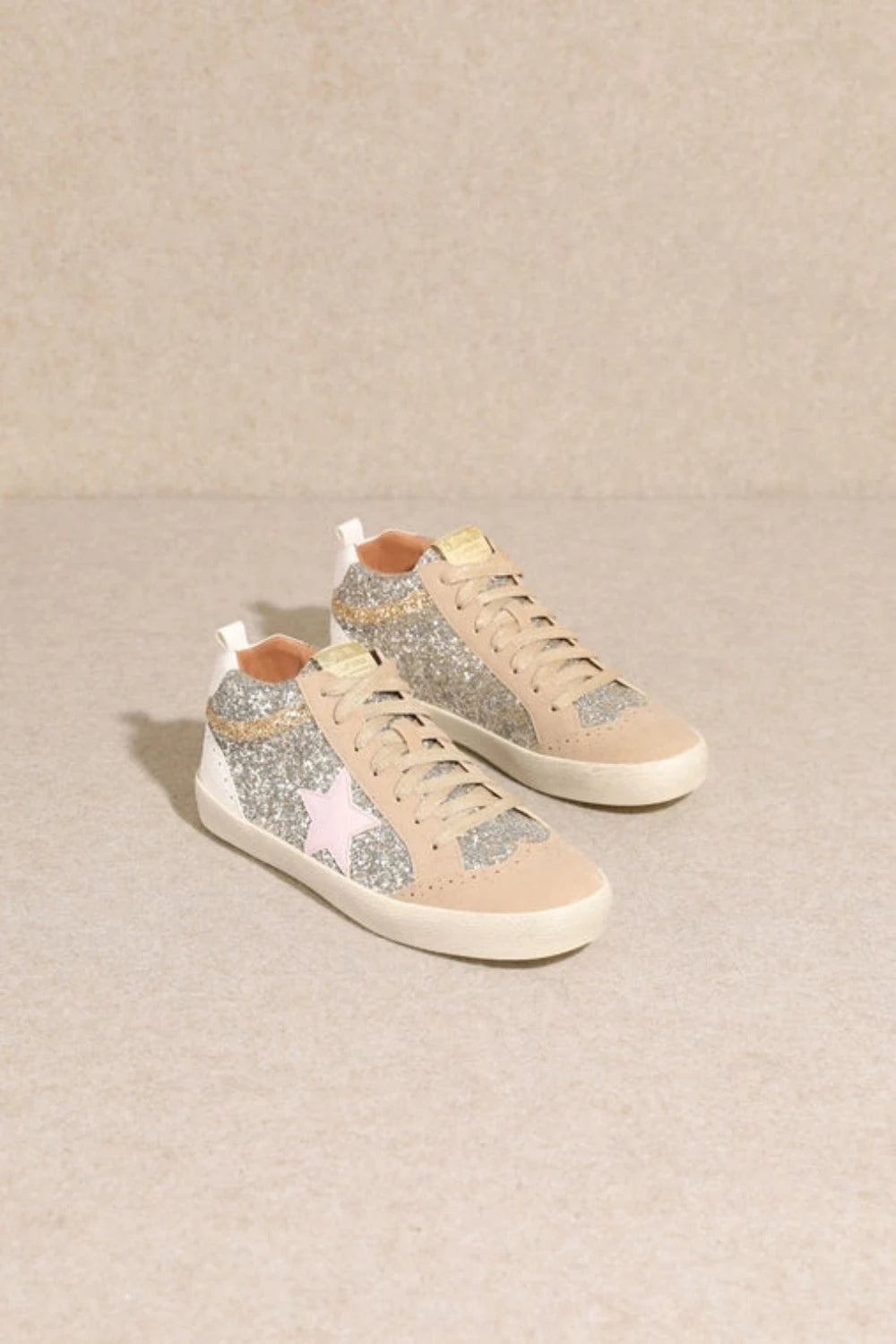 DAISY Sneakers | Light Gold + Pink Star