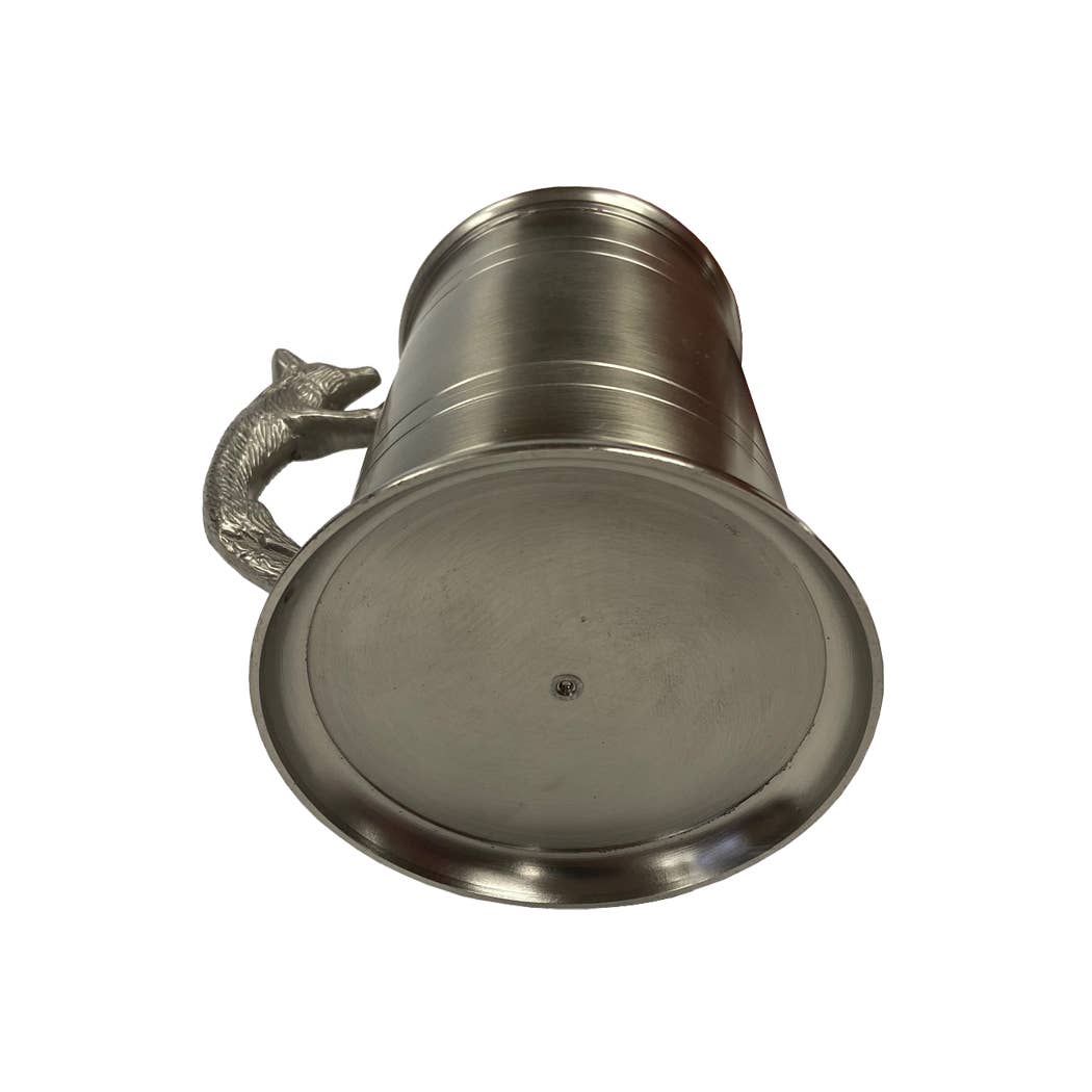 Pewter-Plated Tankard Mug with Fox Handle