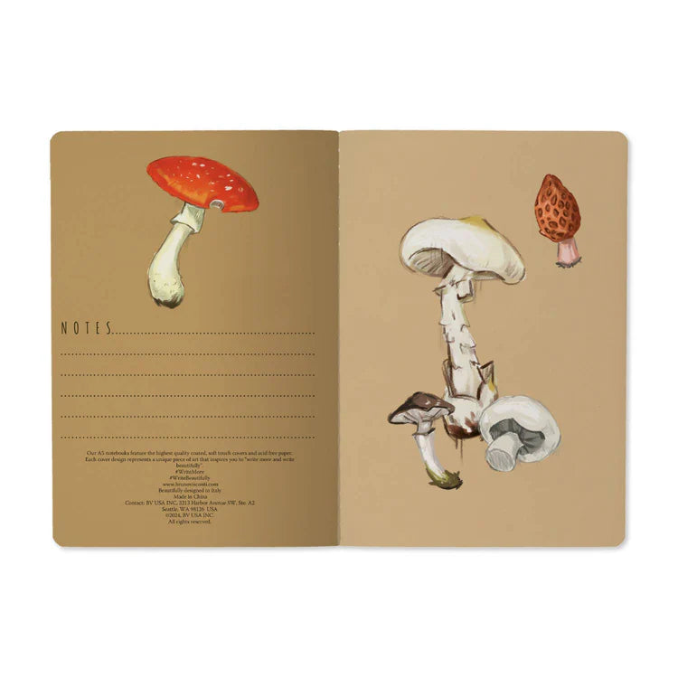Softcover Notebook | Mushrooms on White